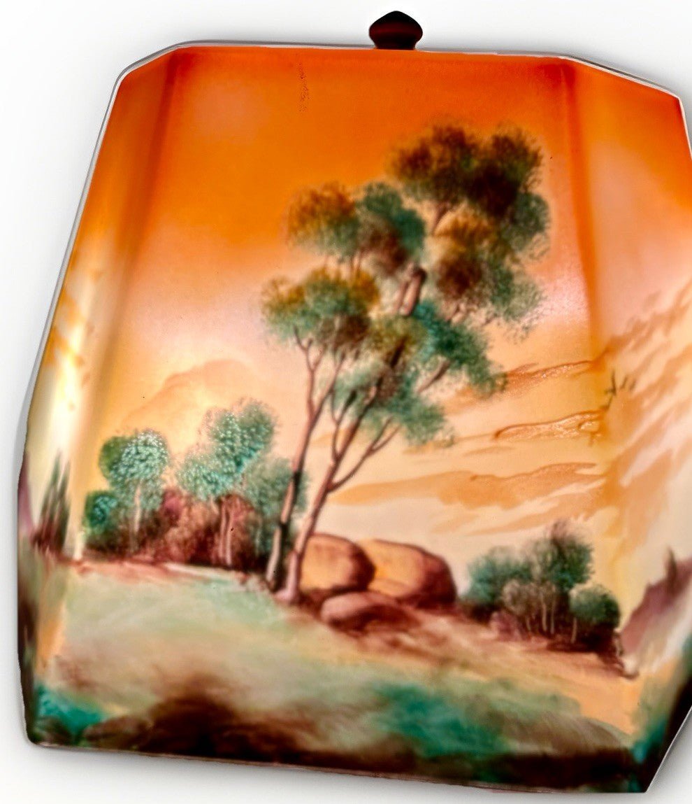 Jefferson Table Lamp with Rare Hexagonal Reverse Painted Shade Arts & Crafts Era - AntiquesEtceteraJefferson Table Lamp with Rare Hexagonal Reverse Painted Shade Arts & Crafts EraAntique LightingAntiquesEtceteraAntiquesEtcetera