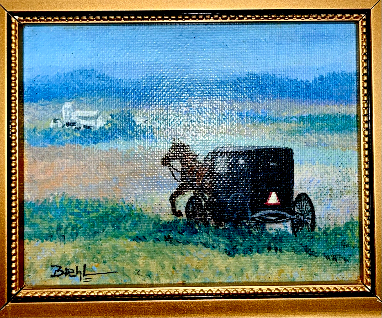Joan Biehl Oil On Board Amish Buggy Signed Painting Pennsylvania Miniature - AntiquesEtceteraJoan Biehl Oil On Board Amish Buggy Signed Painting Pennsylvania MiniatureAntiquesEtceteraAntiquesEtcetera