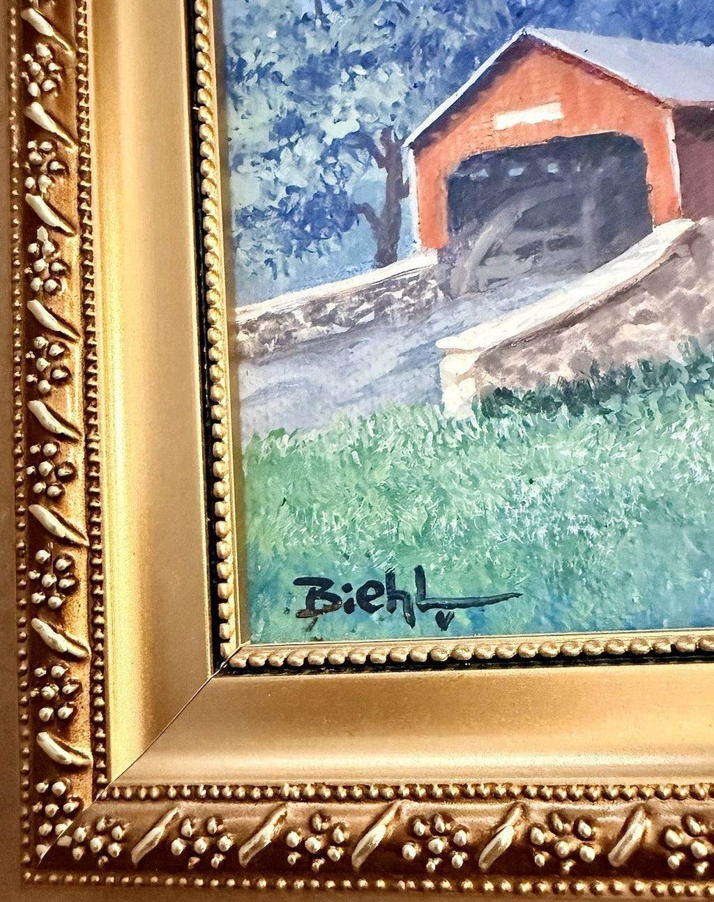 Joan Biehl Oil On Canvas Board PA Lehigh County Covered Bridge Signed Painting - AntiquesEtceteraJoan Biehl Oil On Canvas Board PA Lehigh County Covered Bridge Signed PaintingAntiquesEtceteraAntiquesEtcetera