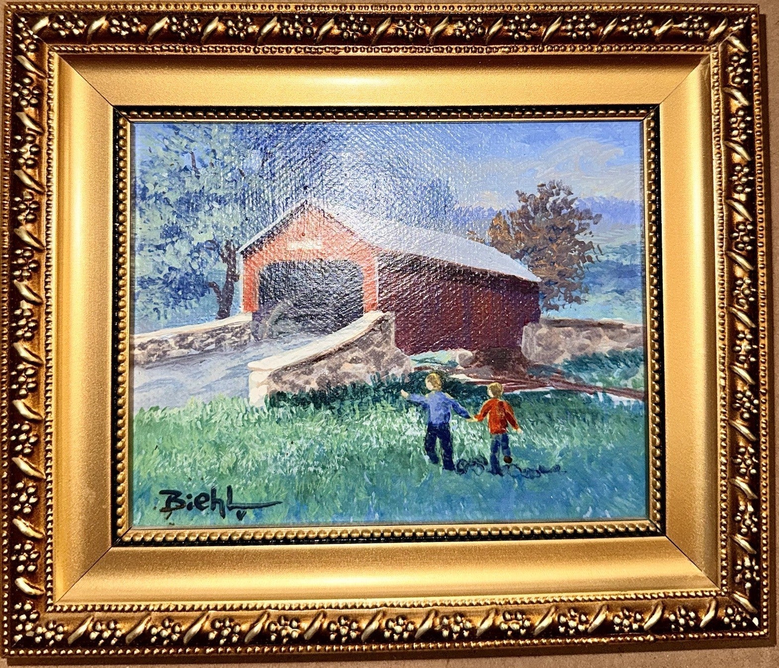 Joan Biehl Oil On Canvas Board PA Lehigh County Covered Bridge Signed Painting - AntiquesEtceteraJoan Biehl Oil On Canvas Board PA Lehigh County Covered Bridge Signed PaintingAntiquesEtceteraAntiquesEtcetera