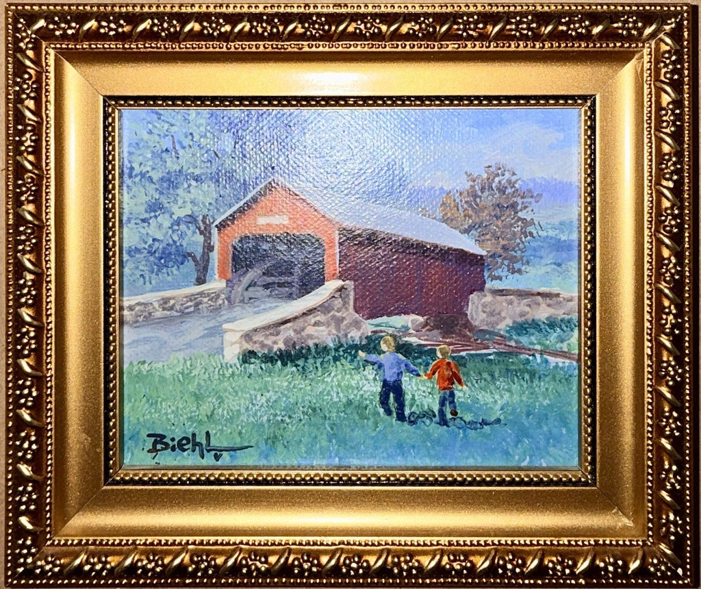 Joan Biehl Oil On Canvas Board PA Lehigh County Covered Bridge Signed Painting - AntiquesEtceteraJoan Biehl Oil On Canvas Board PA Lehigh County Covered Bridge Signed PaintingAntiquesEtceteraAntiquesEtcetera