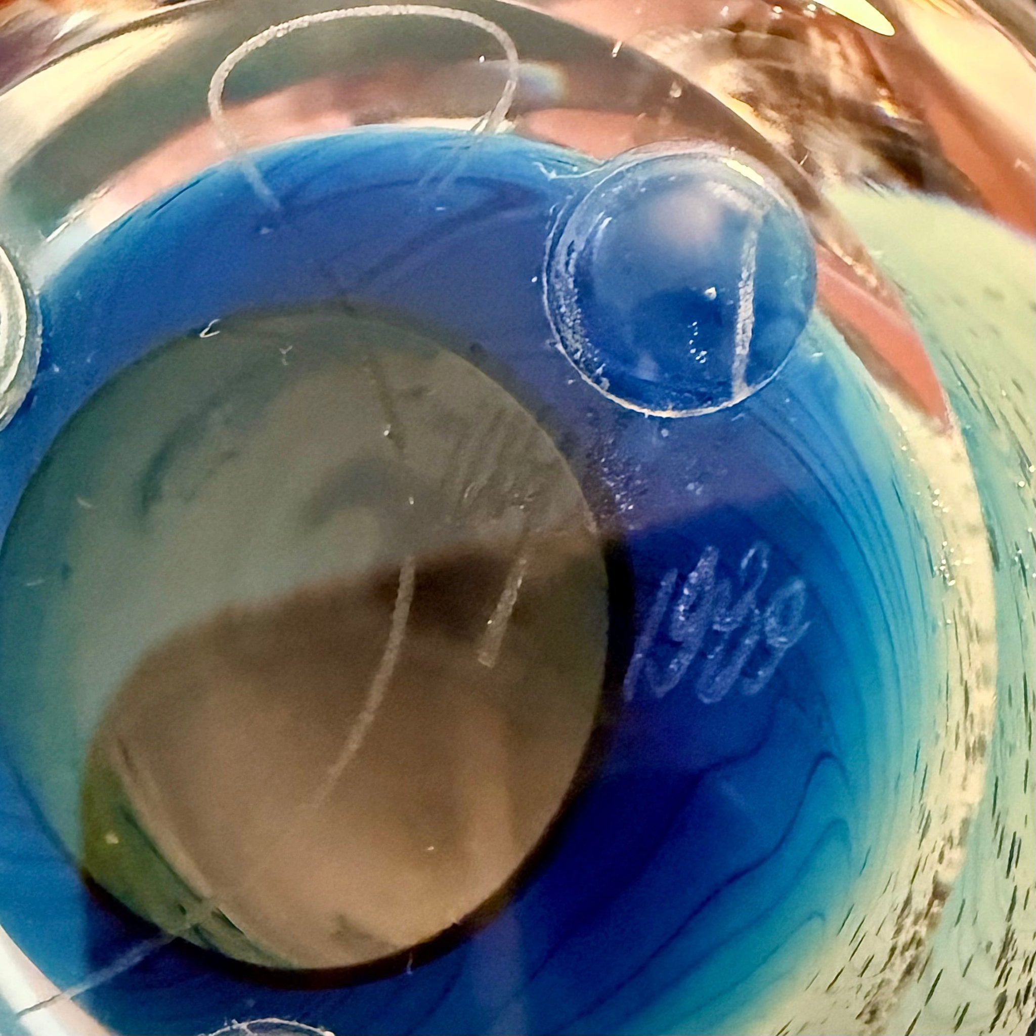 Josh Simpson Inhabited Planet Studio Art Glass Paperweight 1989 Signed 4/121AntiquesEtcetera