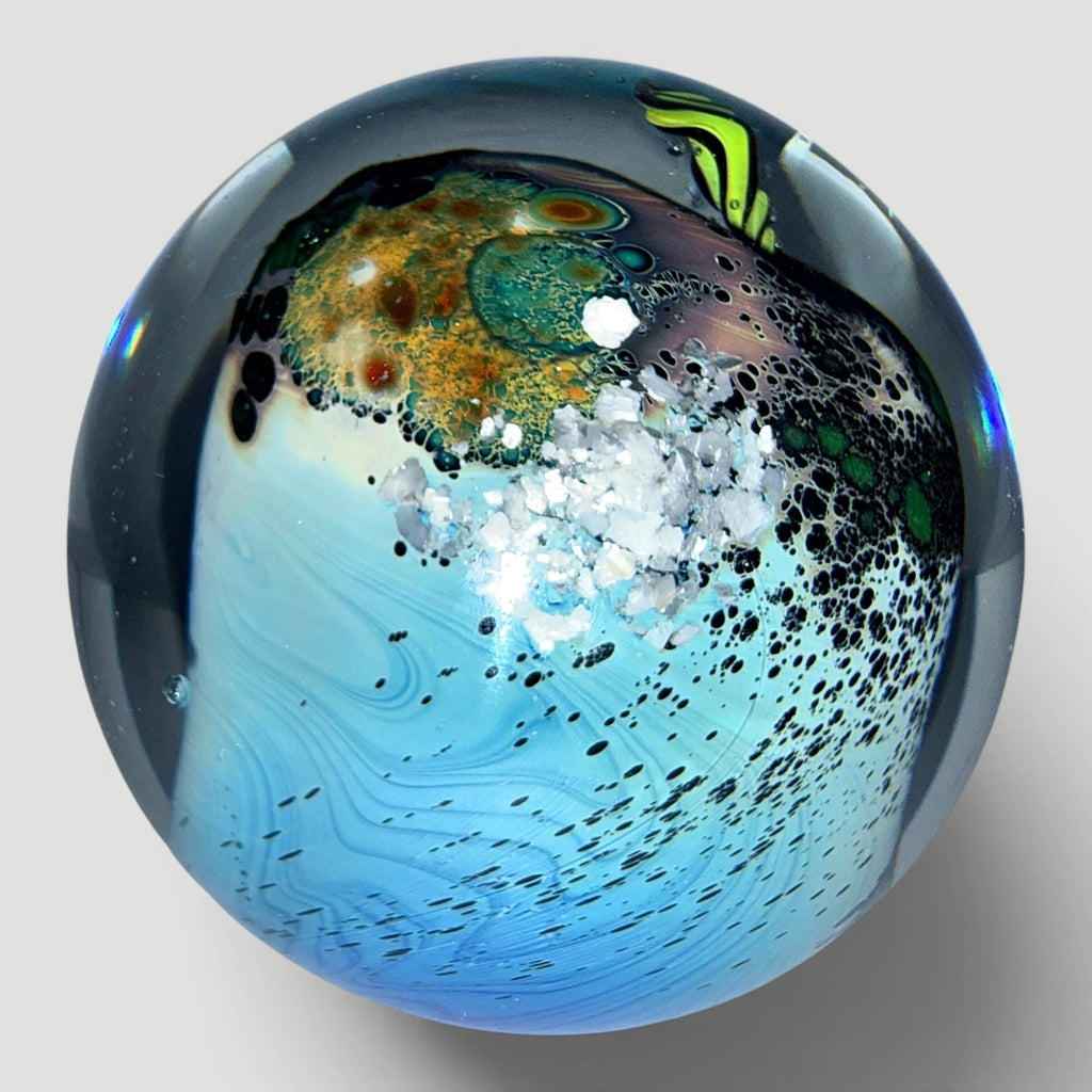 Josh Simpson Inhabited Planet Studio Art Glass Paperweight 1989 Signed 4/121AntiquesEtcetera