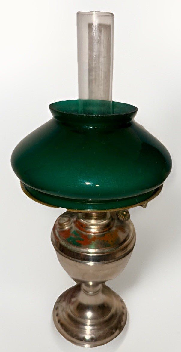Kerosene Lamp Manhattan Brass Co RARE Young America Center Draft w/ Green Shade - AntiquesEtceteraKerosene Lamp Manhattan Brass Co RARE Young America Center Draft w/ Green ShadeManhattan Brass Co.AntiquesEtcetera