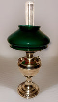 Kerosene Lamp Manhattan Brass Co RARE Young America Center Draft w/ Green ShadeAntiquesEtcetera