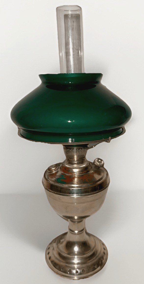 Kerosene Lamp Manhattan Brass Co RARE Young America Center Draft w/ Green Shade - AntiquesEtceteraKerosene Lamp Manhattan Brass Co RARE Young America Center Draft w/ Green ShadeManhattan Brass Co.AntiquesEtcetera