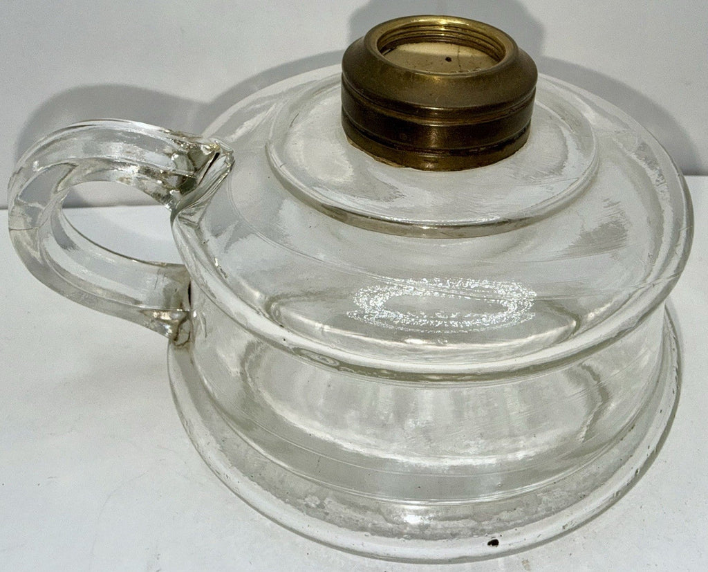 Kerosene Oil Flat Hand Finger Lamp w/ Brass No 1 Size Collar - AntiquesEtceteraKerosene Oil Flat Hand Finger Lamp w/ Brass No 1 Size CollarAntiqueAntiquesEtcetera
