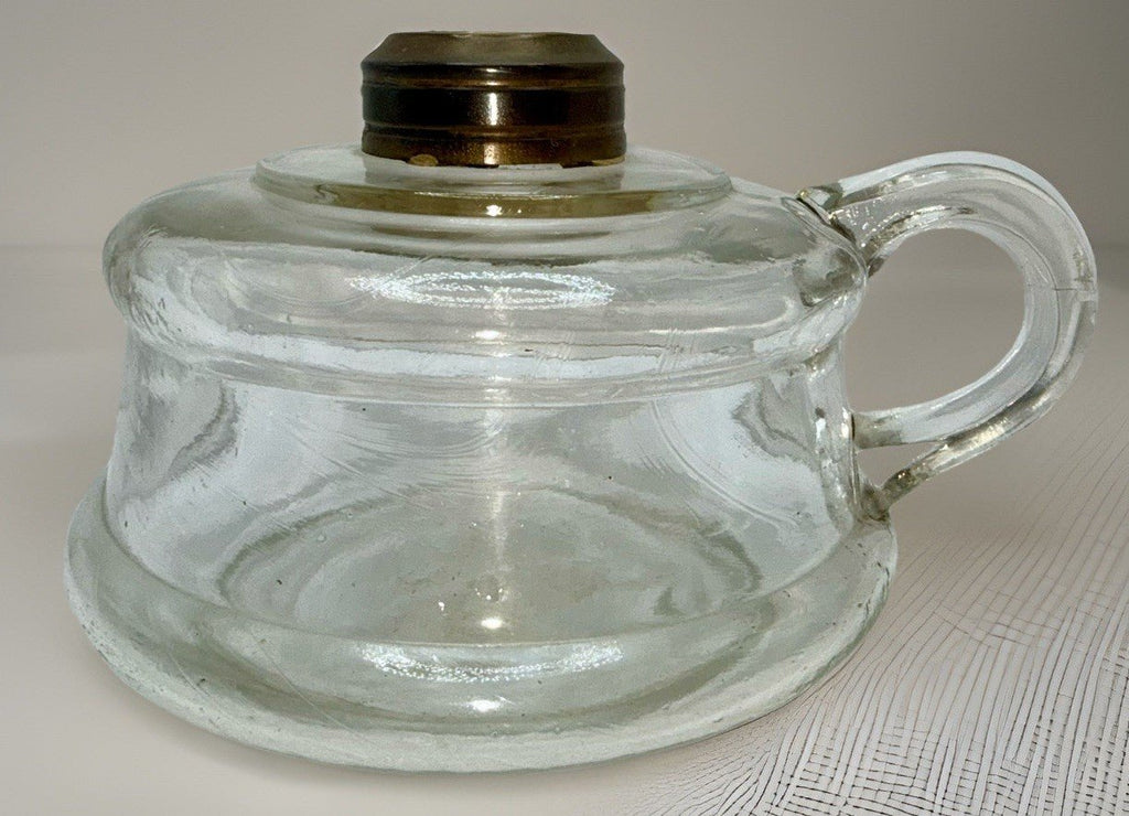 Kerosene Oil Flat Hand Finger Lamp w/ Brass No 1 Size Collar - AntiquesEtceteraKerosene Oil Flat Hand Finger Lamp w/ Brass No 1 Size CollarAntiqueAntiquesEtcetera