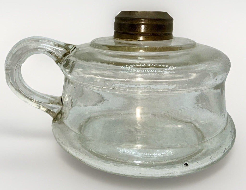 Kerosene Oil Flat Hand Finger Lamp w/ Brass No 1 Size Collar - AntiquesEtceteraKerosene Oil Flat Hand Finger Lamp w/ Brass No 1 Size CollarAntiqueAntiquesEtcetera