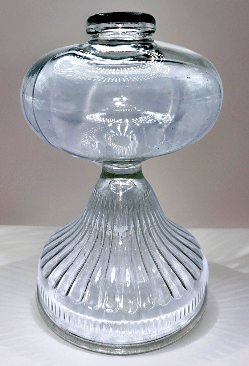 Kerosene Oil Stand Lamp Inverted Loops Prisms 2 Collar Large Heavy Clear Glass - AntiquesEtceteraKerosene Oil Stand Lamp Inverted Loops Prisms 2 Collar Large Heavy Clear GlassAntiqueAntiquesEtcetera