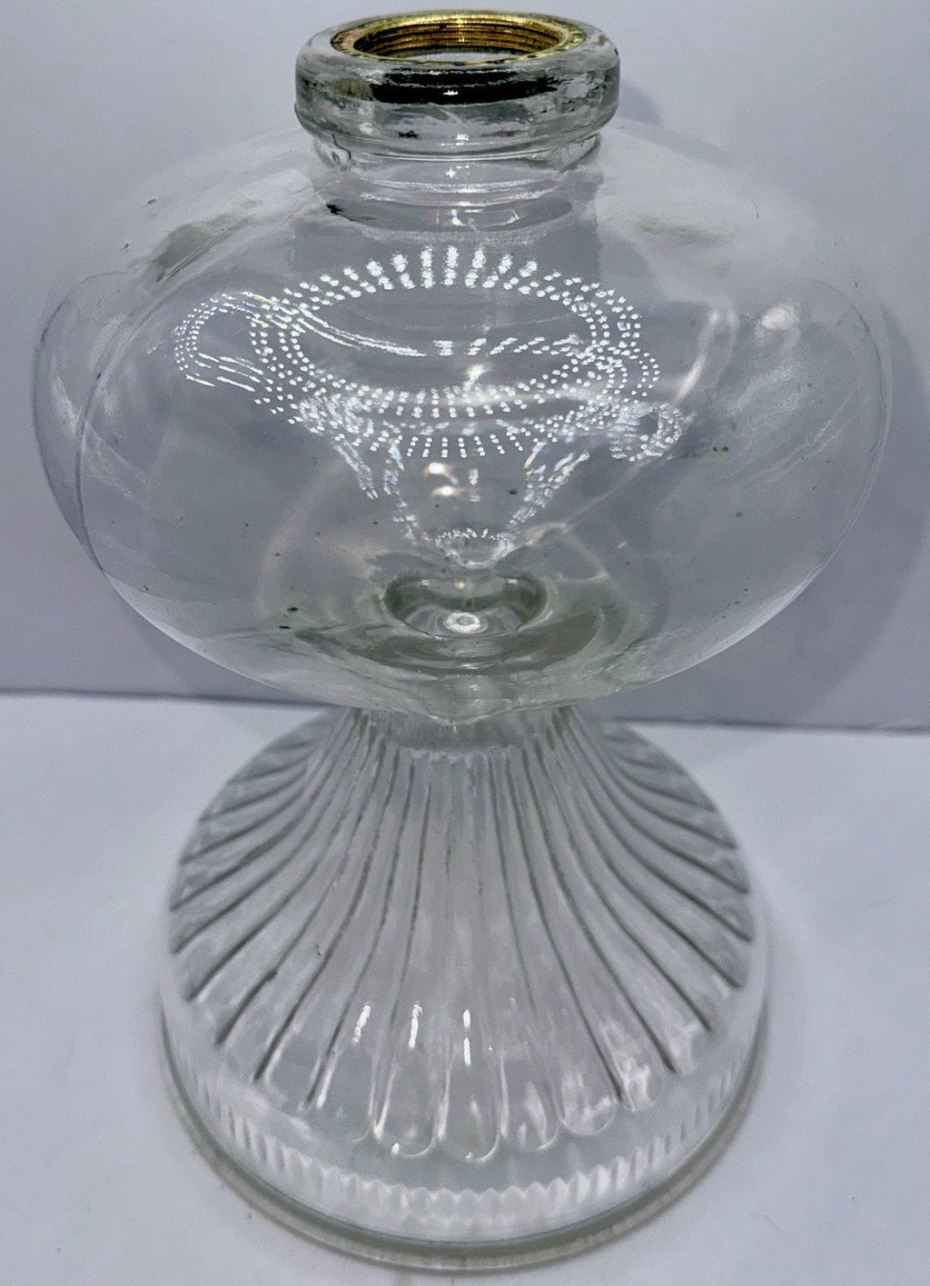 Kerosene Oil Stand Lamp Inverted Loops Prisms 2 Collar Large Heavy Clear Glass - AntiquesEtceteraKerosene Oil Stand Lamp Inverted Loops Prisms 2 Collar Large Heavy Clear GlassAntiqueAntiquesEtcetera