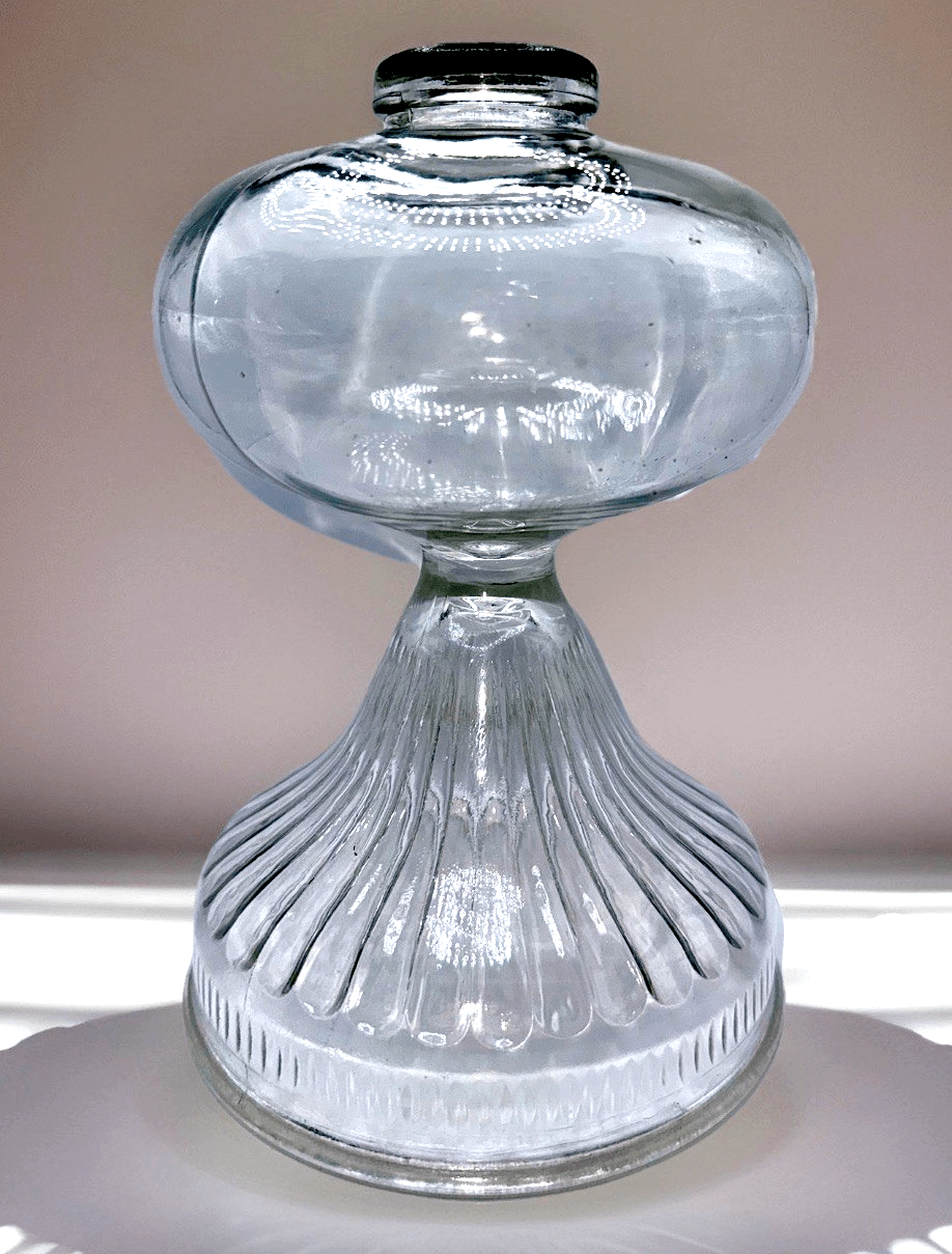 Kerosene Oil Stand Lamp Inverted Loops Prisms 2 Collar Large Heavy Clear Glass - AntiquesEtceteraKerosene Oil Stand Lamp Inverted Loops Prisms 2 Collar Large Heavy Clear GlassAntiqueAntiquesEtcetera