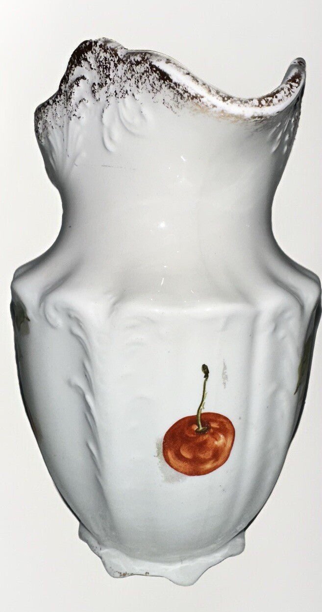 Knowles Taylor Semi Vitreous Milk Pitcher Cherry Tree Motif ca 1860 - 80 Ironstone - AntiquesEtceteraKnowles Taylor Semi Vitreous Milk Pitcher Cherry Tree Motif ca 1860 - 80 IronstoneKnowles, Taylor & KnowlesAntiquesEtcetera