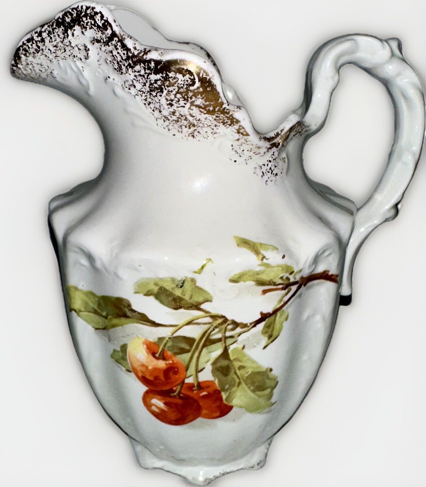 Knowles Taylor Semi Vitreous Milk Pitcher Cherry Tree Motif ca 1860 - 80 Ironstone - AntiquesEtceteraKnowles Taylor Semi Vitreous Milk Pitcher Cherry Tree Motif ca 1860 - 80 IronstoneKnowles, Taylor & KnowlesAntiquesEtcetera