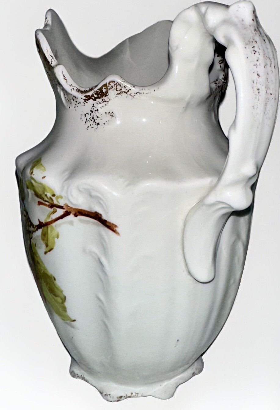 Knowles Taylor Semi Vitreous Milk Pitcher Cherry Tree Motif ca 1860 - 80 Ironstone - AntiquesEtceteraKnowles Taylor Semi Vitreous Milk Pitcher Cherry Tree Motif ca 1860 - 80 IronstoneKnowles, Taylor & KnowlesAntiquesEtcetera