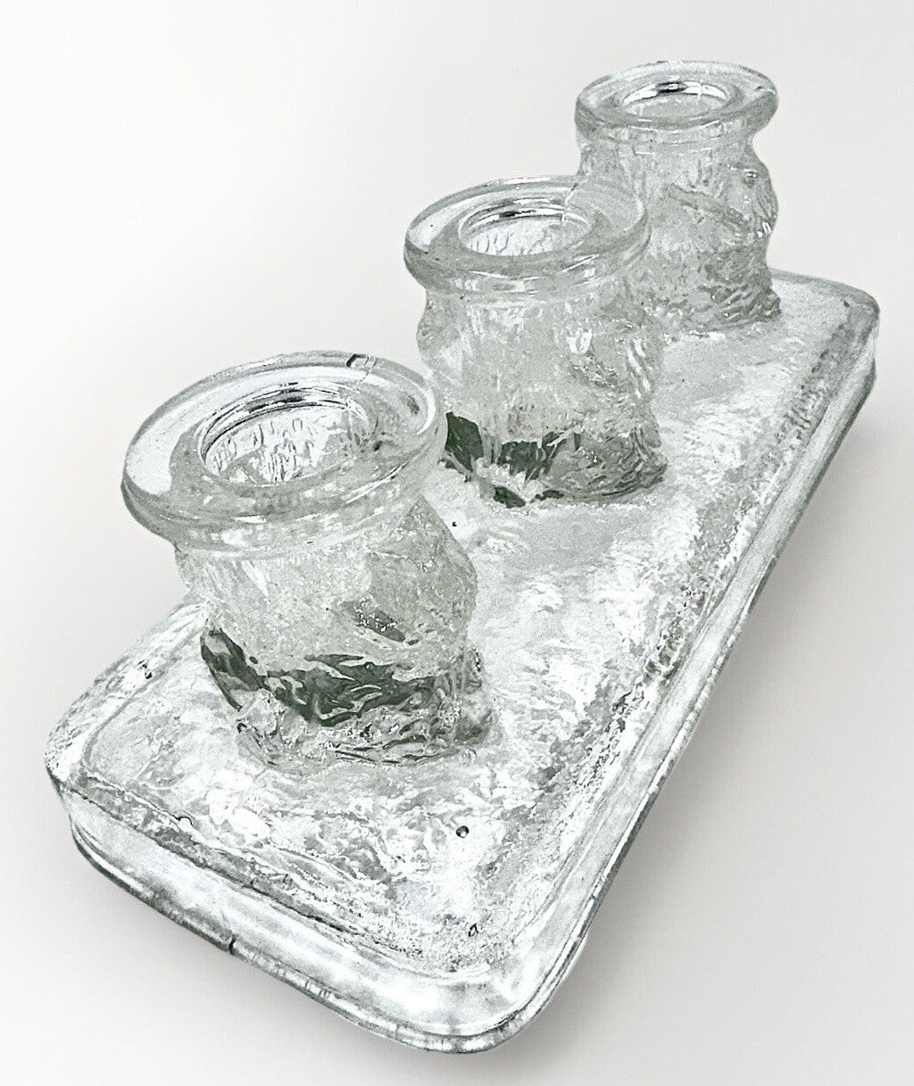 L.E. Smith Candle Block 3 Little Bears Climb Trees Solid Glass Ice Cube Textured - AntiquesEtceteraL.E. Smith Candle Block 3 Little Bears Climb Trees Solid Glass Ice Cube TexturedL.E. SmithAntiquesEtcetera
