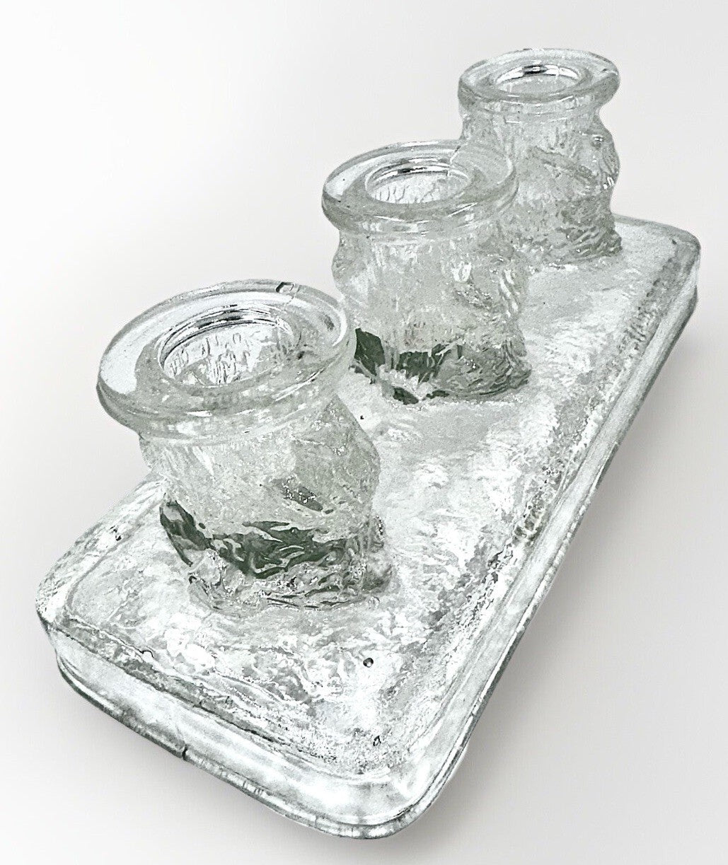 L.E. Smith Candle Block 3 Little Bears Climb Trees Solid Glass Ice Cube Textured - AntiquesEtceteraL.E. Smith Candle Block 3 Little Bears Climb Trees Solid Glass Ice Cube TexturedL.E. SmithAntiquesEtcetera