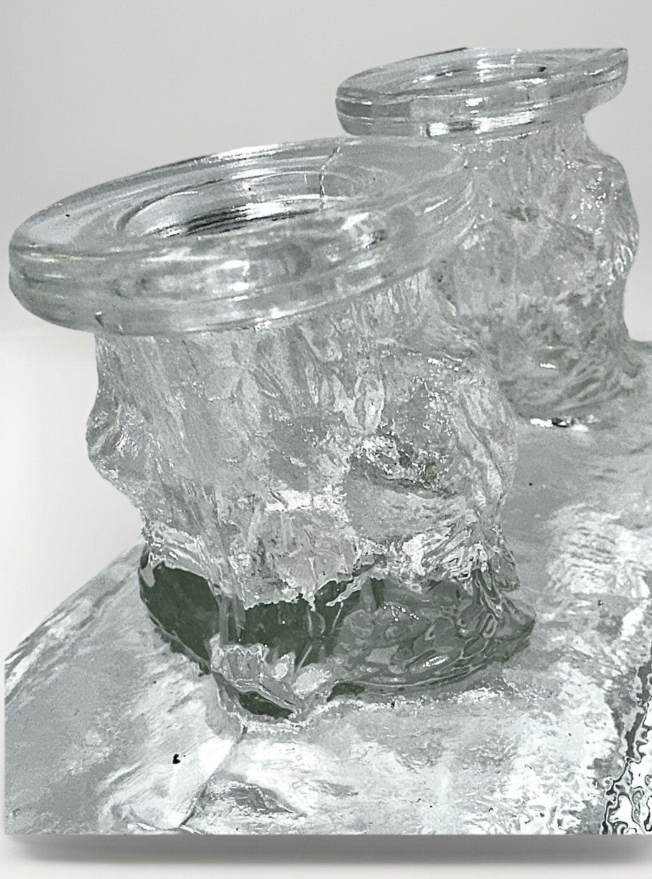 L.E. Smith Candle Block 3 Little Bears Climb Trees Solid Glass Ice Cube Textured - AntiquesEtceteraL.E. Smith Candle Block 3 Little Bears Climb Trees Solid Glass Ice Cube TexturedL.E. SmithAntiquesEtcetera