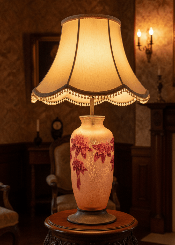 LeGras Cameo Art Glass Table Lamp France Signed Lavender Lilacs - Pink Stunning! - AntiquesEtceteraLeGras Cameo Art Glass Table Lamp France Signed Lavender Lilacs - Pink Stunning!Antique Electric Table LampLeGrasAntiquesEtcetera
