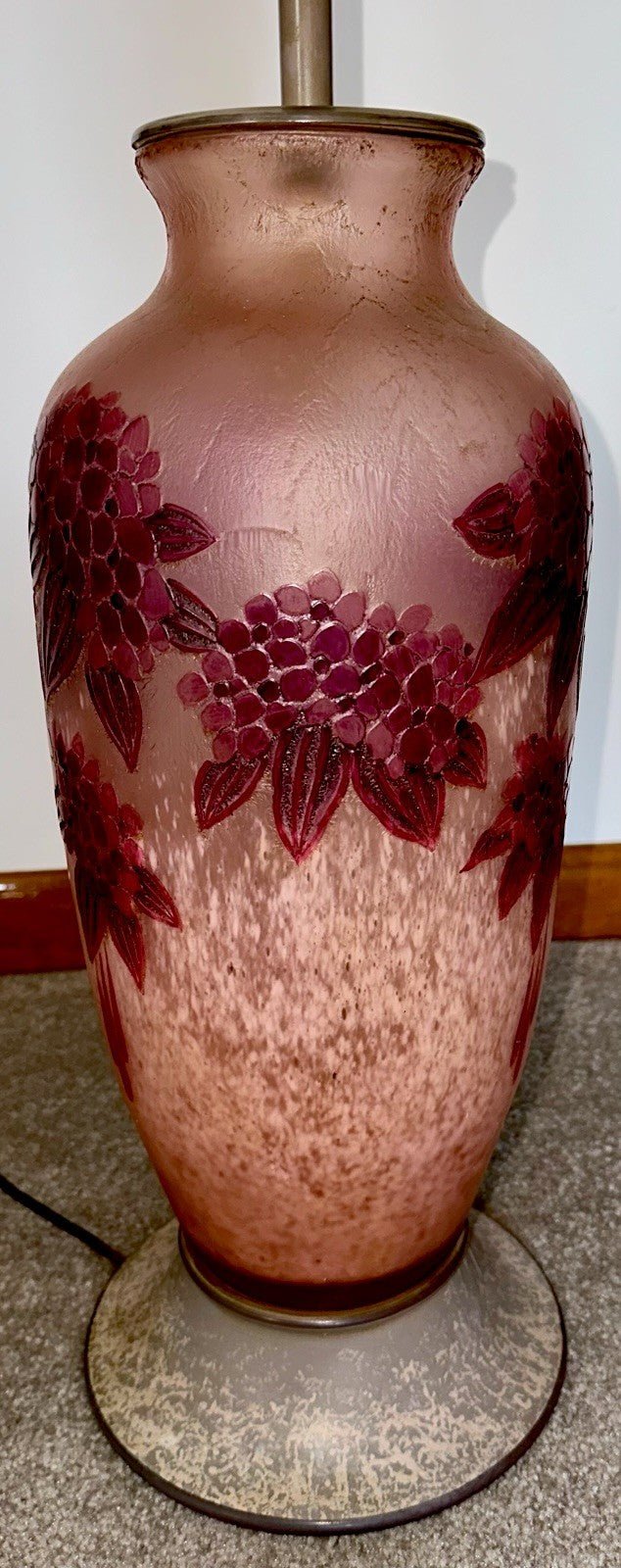 LeGras Cameo Art Glass Table Lamp France Signed Lavender Lilacs - Pink Stunning! - AntiquesEtceteraLeGras Cameo Art Glass Table Lamp France Signed Lavender Lilacs - Pink Stunning!LeGrasAntiquesEtcetera