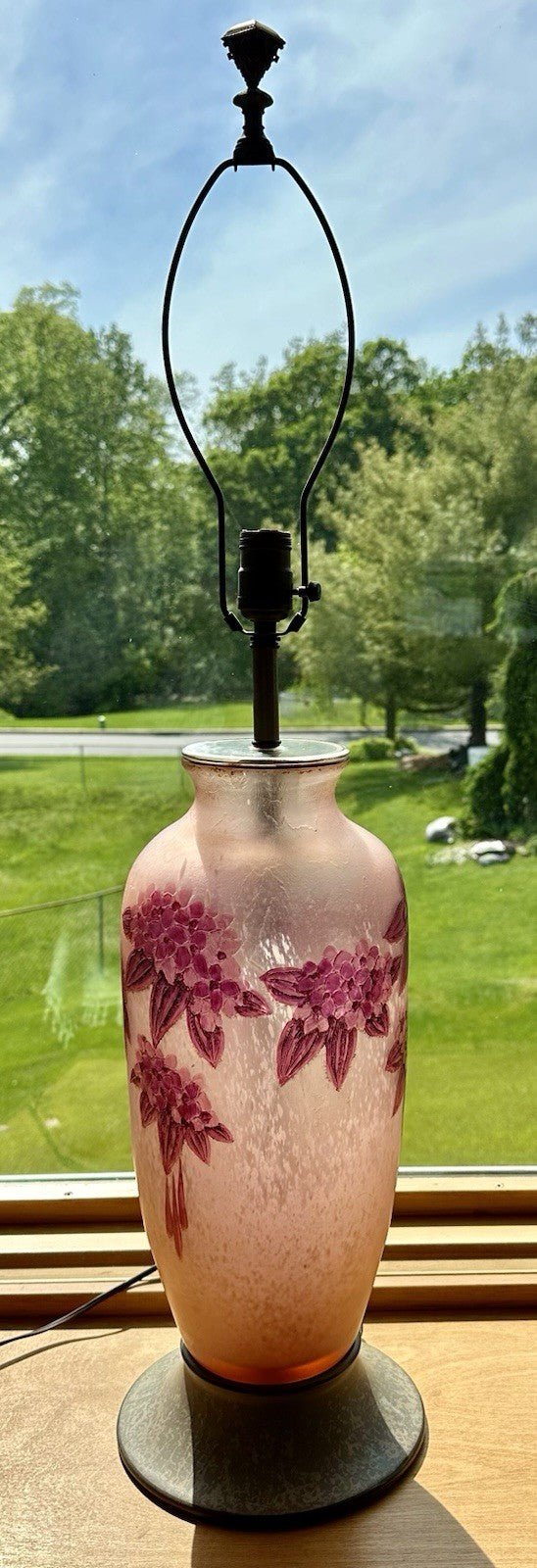 LeGras Cameo Art Glass Table Lamp France Signed Lavender Lilacs - Pink Stunning! - AntiquesEtceteraLeGras Cameo Art Glass Table Lamp France Signed Lavender Lilacs - Pink Stunning!LeGrasAntiquesEtcetera