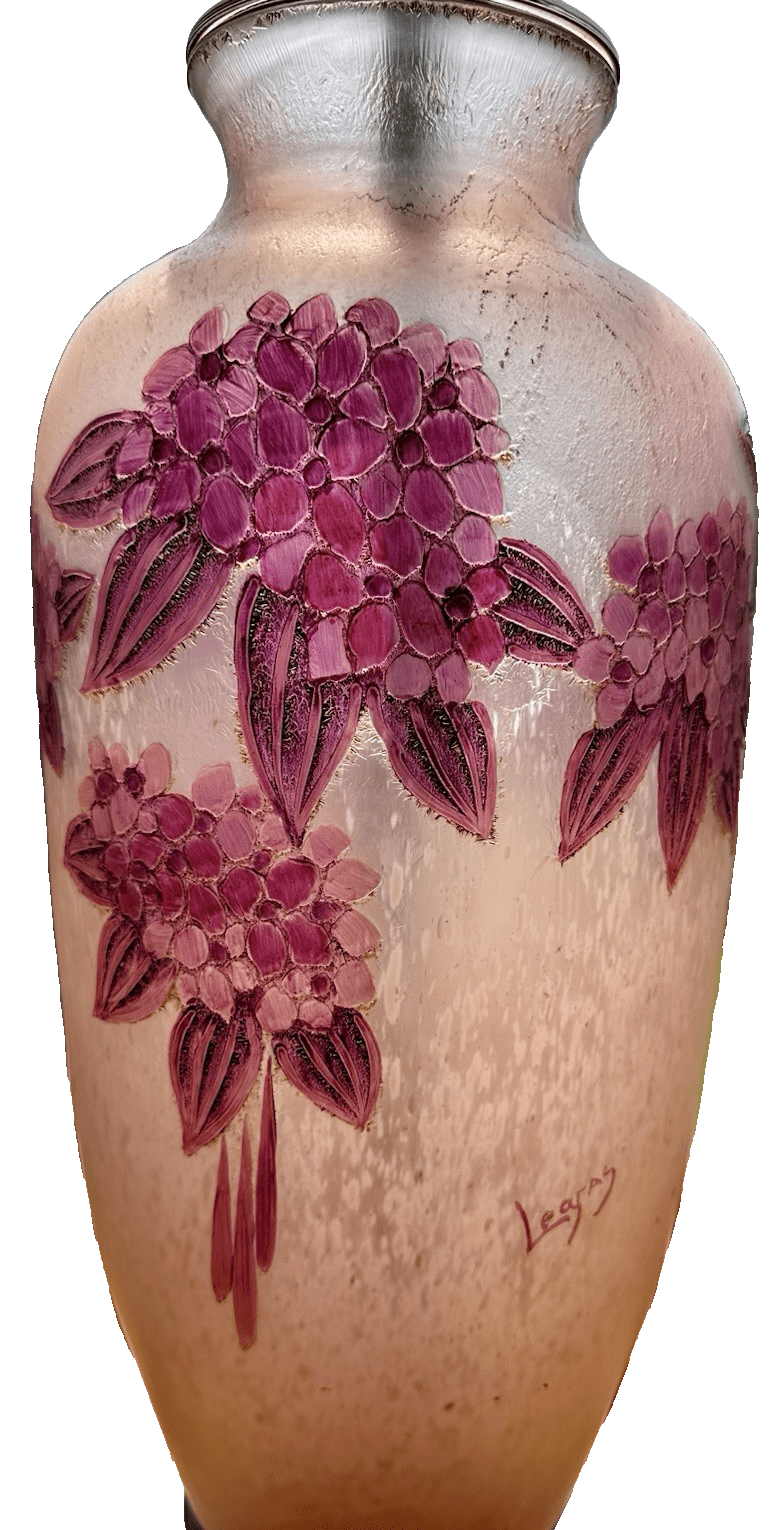LeGras Cameo Art Glass Table Lamp France Signed Lavender Lilacs - Pink Stunning! - AntiquesEtceteraLeGras Cameo Art Glass Table Lamp France Signed Lavender Lilacs - Pink Stunning!LeGrasAntiquesEtcetera
