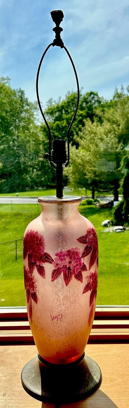 LeGras Cameo Art Glass Table Lamp France Signed Lavender Lilacs - Pink Stunning! - AntiquesEtceteraLeGras Cameo Art Glass Table Lamp France Signed Lavender Lilacs - Pink Stunning!LeGrasAntiquesEtcetera