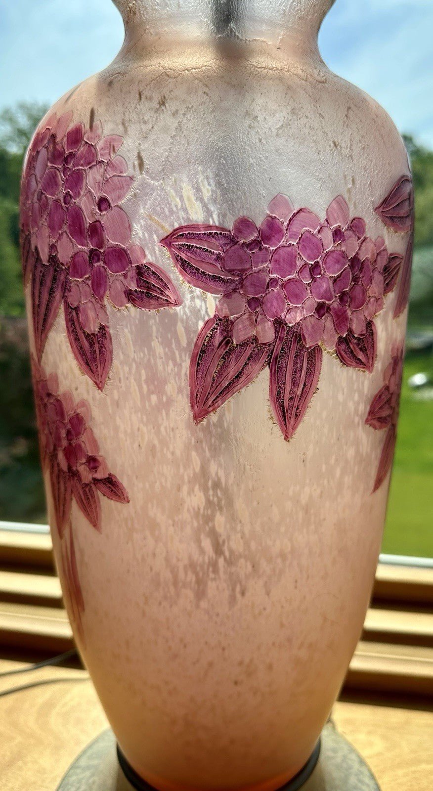LeGras Cameo Art Glass Table Lamp France Signed Lavender Lilacs - Pink Stunning! - AntiquesEtceteraLeGras Cameo Art Glass Table Lamp France Signed Lavender Lilacs - Pink Stunning!LeGrasAntiquesEtcetera