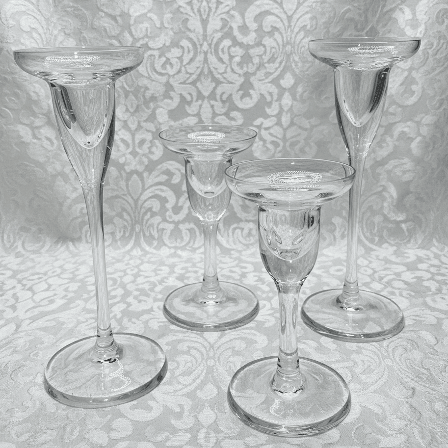 Lenox Crystal Sussex Candlesticks Arrangement Set of 4 (Two 6.5") ( Two 4.5")AntiquesEtcetera