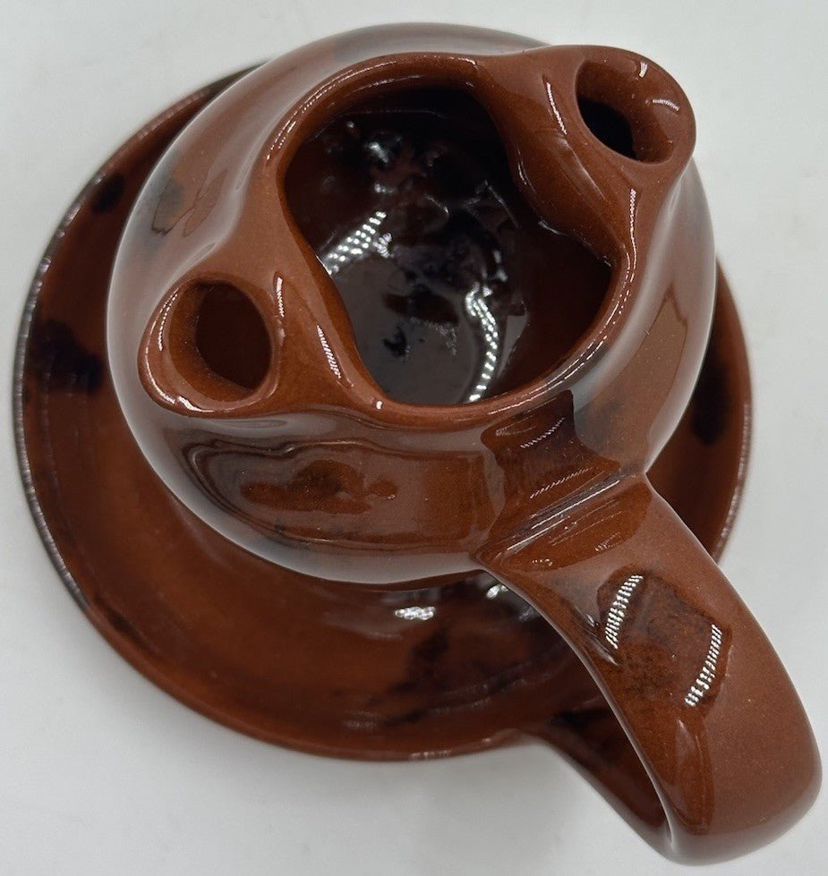 Lester Breininger Redware Art Pottery 2 Spout Grease Lard Lamp Signed 1992 Vtg. - AntiquesEtceteraLester Breininger Redware Art Pottery 2 Spout Grease Lard Lamp Signed 1992 Vtg.Breininger PotteryAntiquesEtcetera