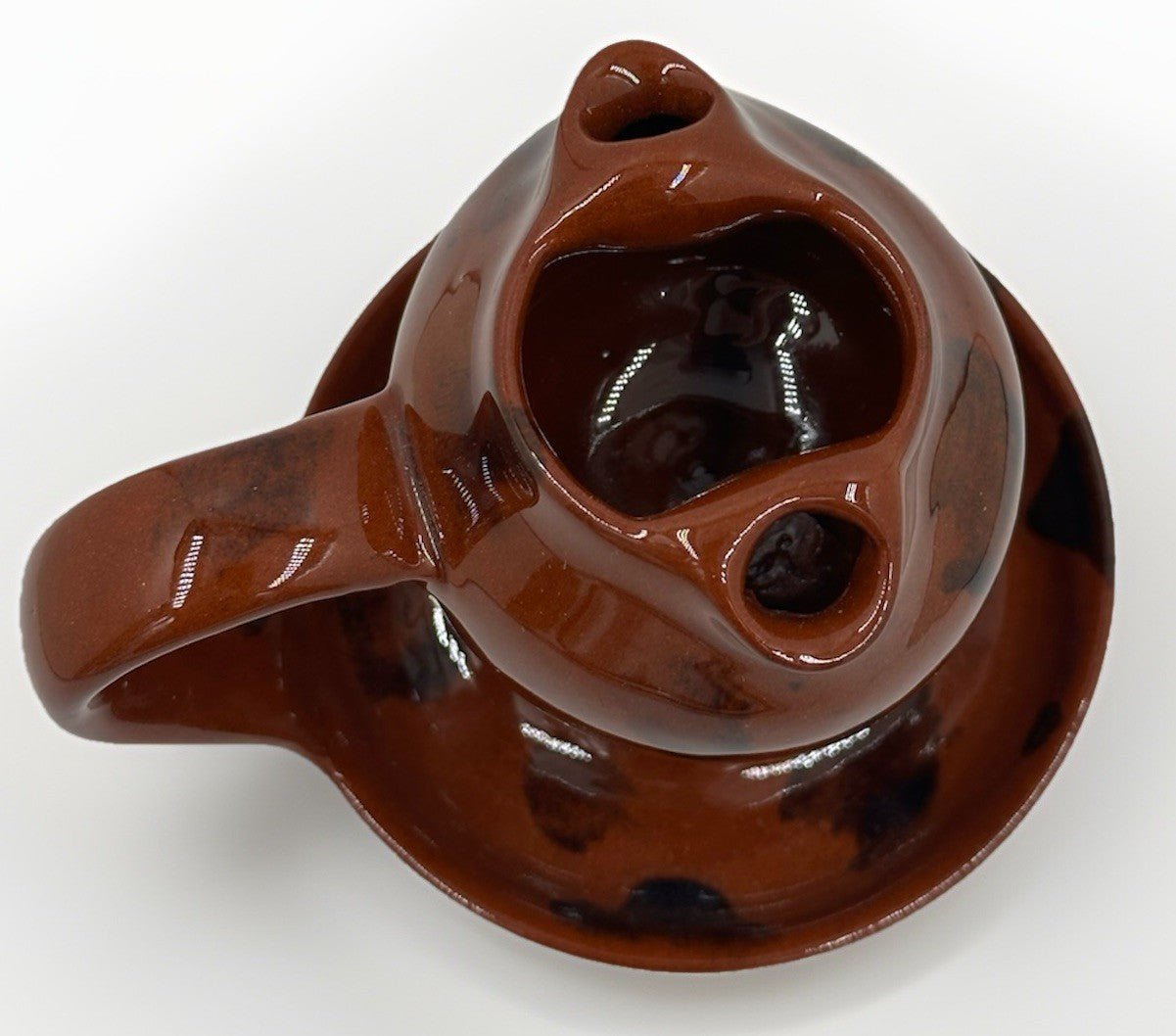 Lester Breininger Redware Art Pottery 2 Spout Grease Lard Lamp Signed 1992 Vtg. - AntiquesEtceteraLester Breininger Redware Art Pottery 2 Spout Grease Lard Lamp Signed 1992 Vtg.Breininger PotteryAntiquesEtcetera