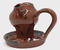 Lester Breininger Redware Art Pottery 2 Spout Grease Lard Lamp Signed 1992 Vtg. - AntiquesEtceteraLester Breininger Redware Art Pottery 2 Spout Grease Lard Lamp Signed 1992 Vtg.Breininger PotteryAntiquesEtcetera