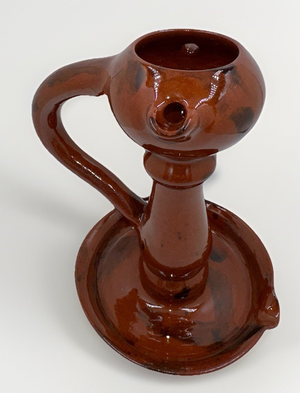 Lester Breininger Redware Art Pottery Grease or Fat Hand Lamp Pennsylvania - AntiquesEtceteraLester Breininger Redware Art Pottery Grease or Fat Hand Lamp PennsylvaniaBreininger PotteryAntiquesEtcetera