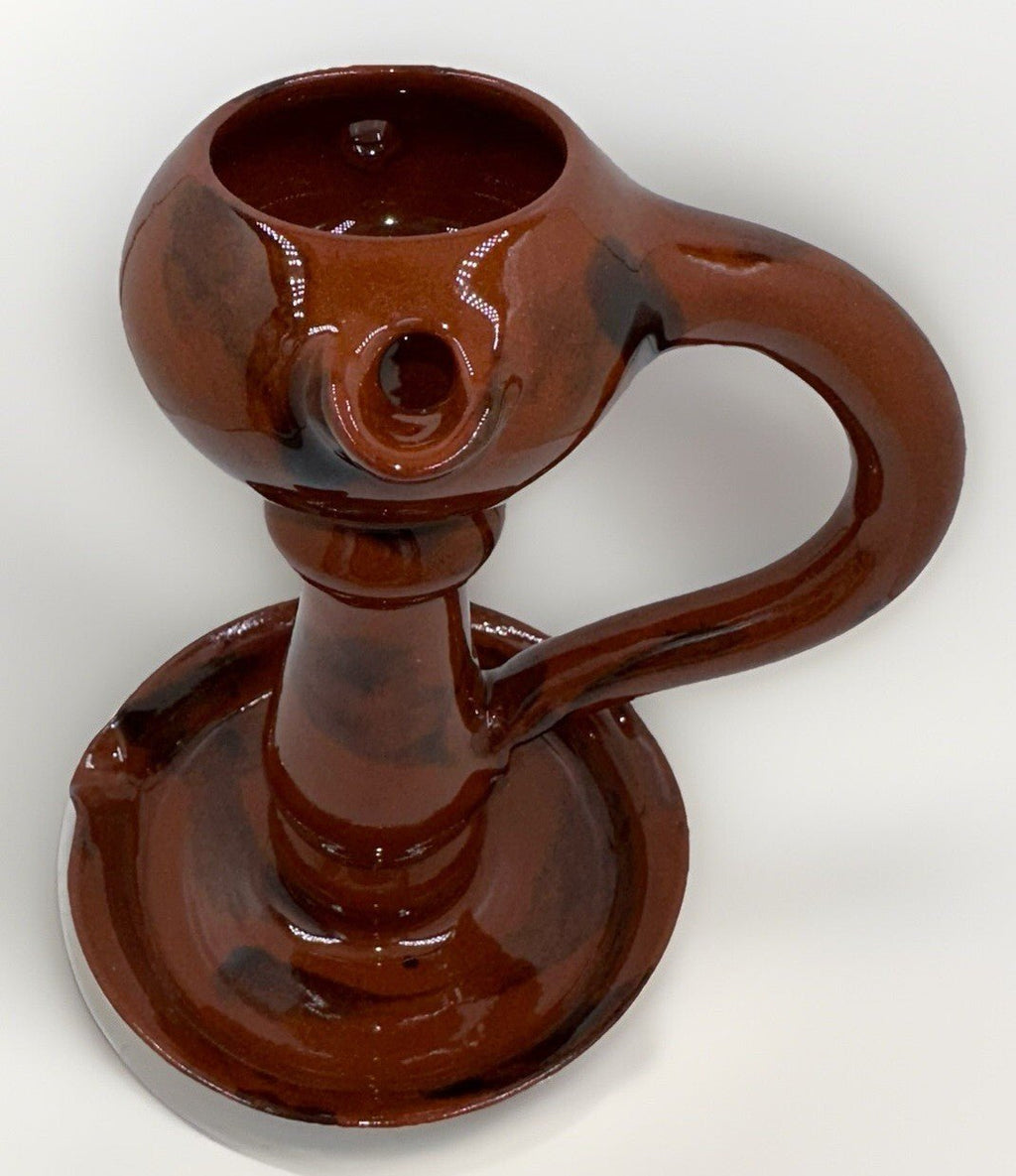 Lester Breininger Redware Art Pottery Grease or Fat Hand Lamp Pennsylvania - AntiquesEtceteraLester Breininger Redware Art Pottery Grease or Fat Hand Lamp PennsylvaniaBreininger PotteryAntiquesEtcetera