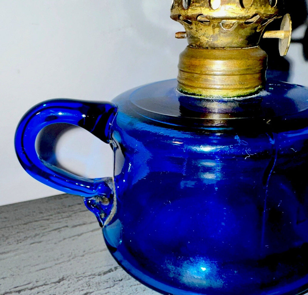 Little Buttercup Miniature Oil Kerosene Lamp Lovely Blue Glass + Burner, Chimney - AntiquesEtceteraLittle Buttercup Miniature Oil Kerosene Lamp Lovely Blue Glass + Burner, ChimneyAntiqueAntiquesEtcetera