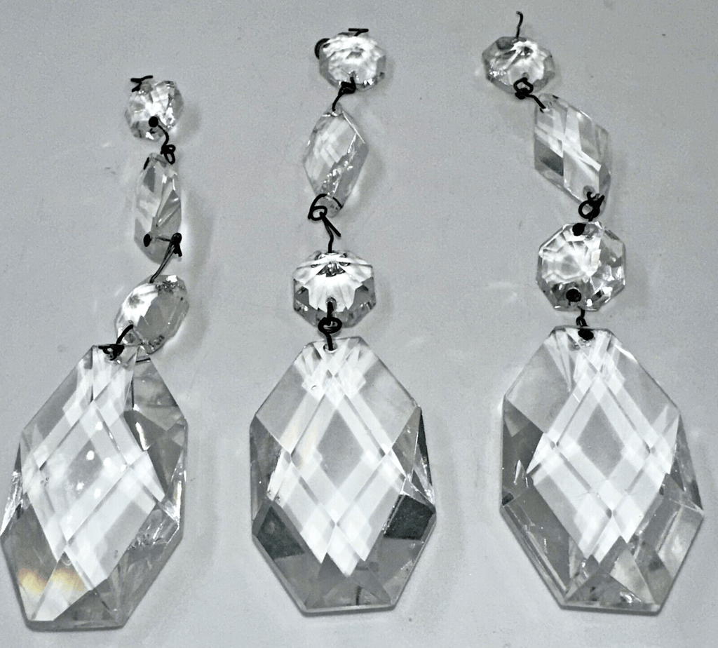 Lot of 3 Cut Crystal Pendalogues Suspended, Octagon Beads & Diamonds 5 3/4" Drop - AntiquesEtceteraLot of 3 Cut Crystal Pendalogues Suspended, Octagon Beads & Diamonds 5 3/4" DropUnbrandedAntiquesEtcetera
