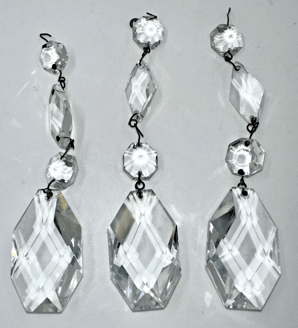 Lot of 3 Cut Crystal Pendalogues Suspended, Octagon Beads & Diamonds 5 3/4" Drop - AntiquesEtceteraLot of 3 Cut Crystal Pendalogues Suspended, Octagon Beads & Diamonds 5 3/4" DropUnbrandedAntiquesEtcetera
