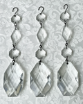 Lot of 3 Cut Crystal Pendalogues Suspended, Octagon Beads & Diamonds 5 3/4" DropAntiquesEtcetera