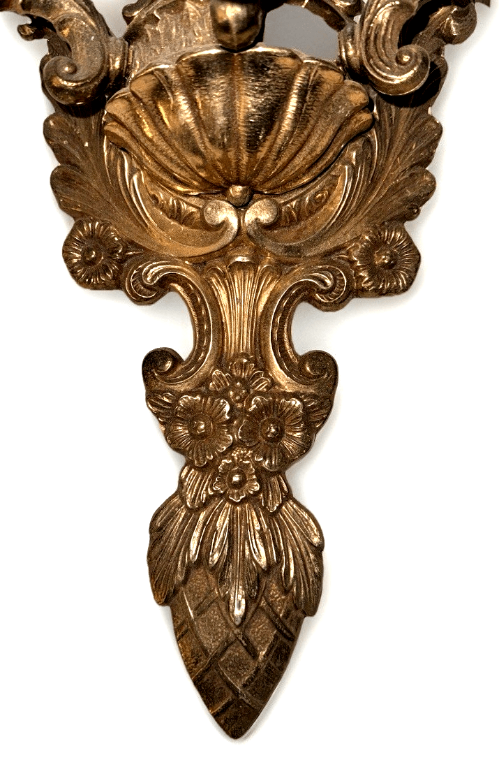 Louis XV French Provincial 3 - Arm Wall Sconce Cast Brass with Bow & Pineapple 21" - AntiquesEtceteraLouis XV French Provincial 3 - Arm Wall Sconce Cast Brass with Bow & Pineapple 21"AntiquesEtceteraAntiquesEtcetera
