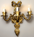 Louis XV French Provincial 3 - Arm Wall Sconce Cast Brass with Bow & Pineapple 21" - AntiquesEtceteraLouis XV French Provincial 3 - Arm Wall Sconce Cast Brass with Bow & Pineapple 21"AntiquesEtceteraAntiquesEtcetera