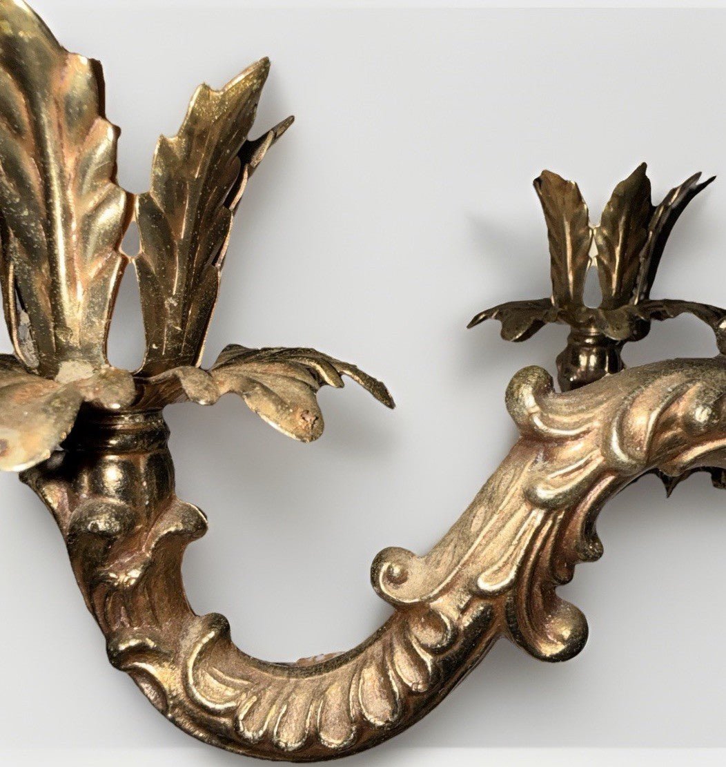 Louis XV French Provincial 3 - Arm Wall Sconce Cast Brass with Bow & Pineapple 21" - AntiquesEtceteraLouis XV French Provincial 3 - Arm Wall Sconce Cast Brass with Bow & Pineapple 21"AntiquesEtceteraAntiquesEtcetera