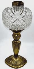 Lovely Antique Kerosene Oil Peg Lamp Diamond & Fan Font with Brass Candlestick - AntiquesEtceteraLovely Antique Kerosene Oil Peg Lamp Diamond & Fan Font with Brass CandlestickAntiqueAntiquesEtcetera