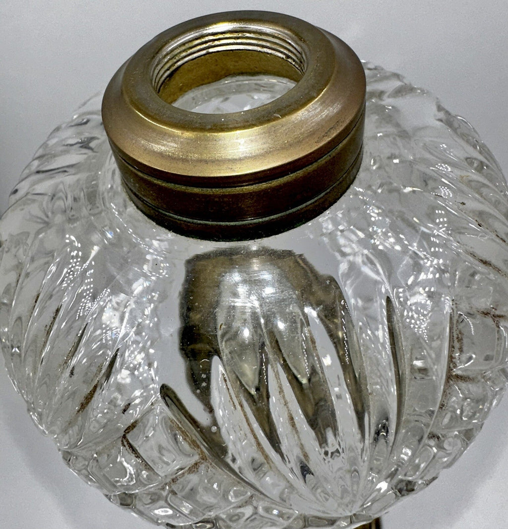 Lovely Antique Kerosene Oil Peg Lamp Diamond & Fan Font with Brass Candlestick - AntiquesEtceteraLovely Antique Kerosene Oil Peg Lamp Diamond & Fan Font with Brass CandlestickAntiqueAntiquesEtcetera