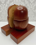 Lovely Carved Wood Acorn Bookends Weighted w/ Felt Bottoms Oak Color VariationsAntiquesEtcetera