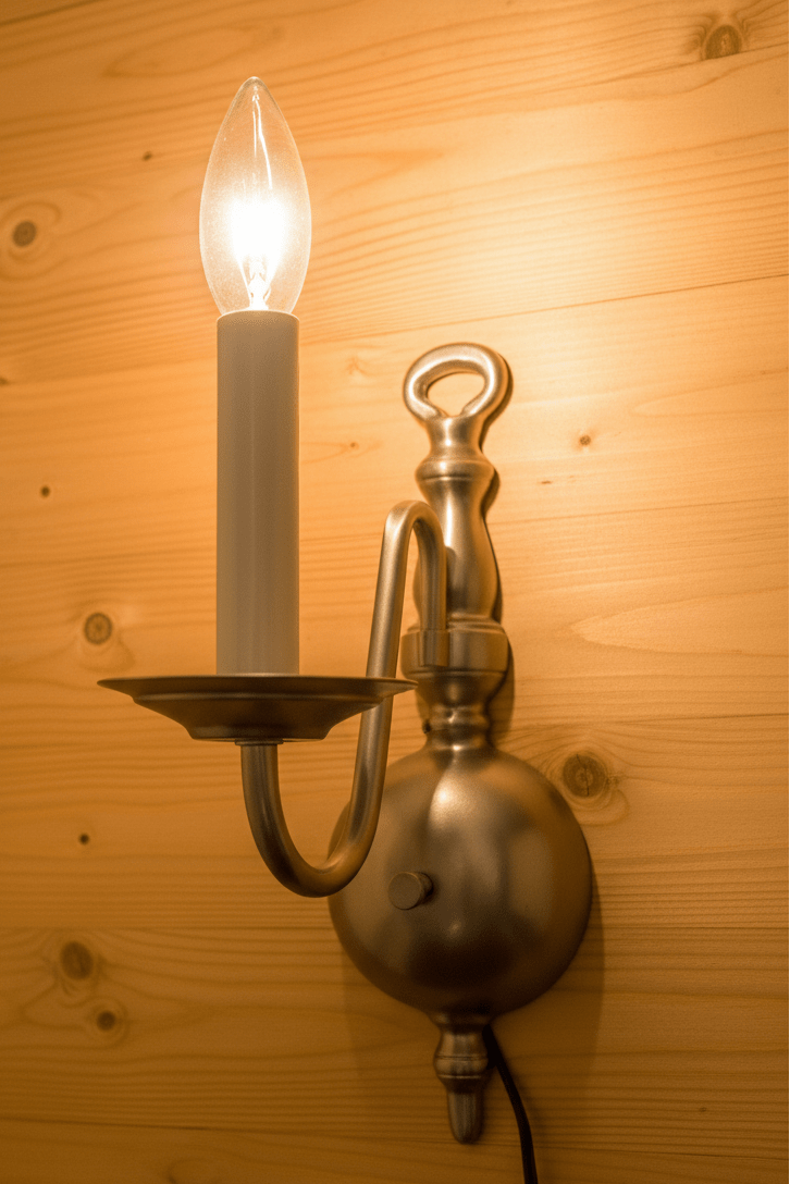 Lovely Colonial Style Candelabra Wall Sconce Brushed NickelAntiquesEtcetera