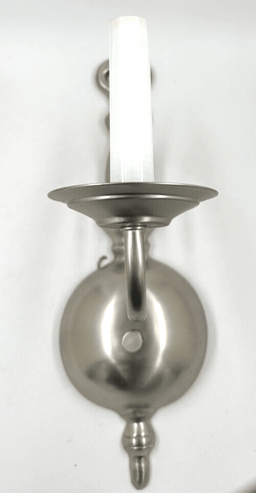 Lovely Colonial Style Candelabra Wall Sconce Brushed Nickel - AntiquesEtceteraLovely Colonial Style Candelabra Wall Sconce Brushed NickelUnbrandedAntiquesEtcetera