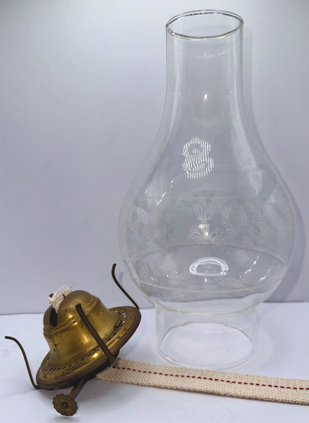 Manhattan Brass Co Kerosene Lamp Burner 1883 w/ Torch & Wreath Glass Chimney 2 - AntiquesEtceteraManhattan Brass Co Kerosene Lamp Burner 1883 w/ Torch & Wreath Glass Chimney 2AntiqueAntiquesEtcetera