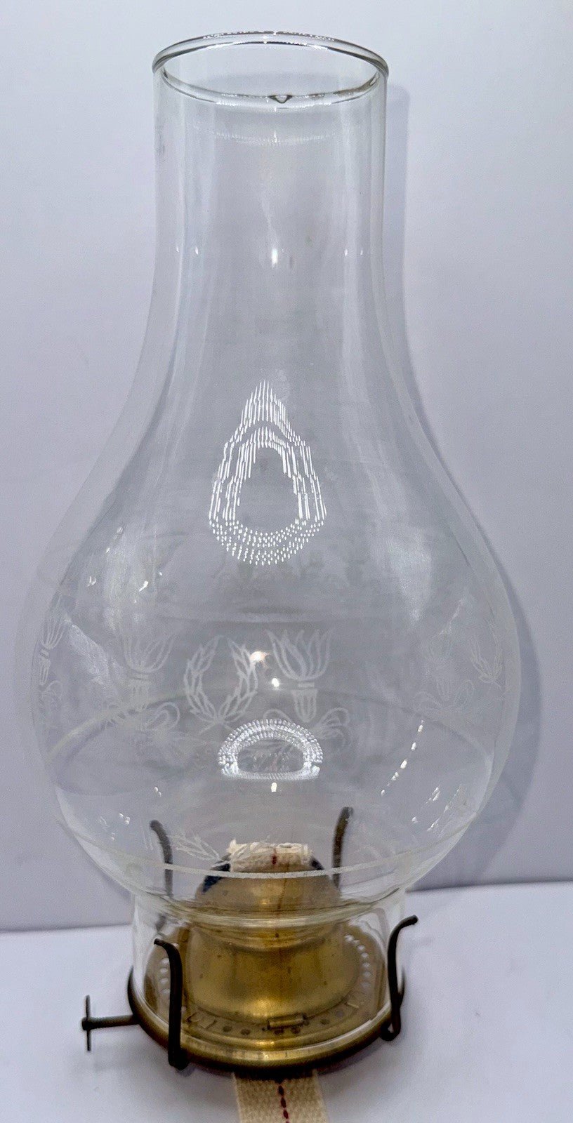 Manhattan Brass Co Kerosene Lamp Burner 1883 w/ Torch & Wreath Glass Chimney 2 - AntiquesEtceteraManhattan Brass Co Kerosene Lamp Burner 1883 w/ Torch & Wreath Glass Chimney 2AntiqueAntiquesEtcetera