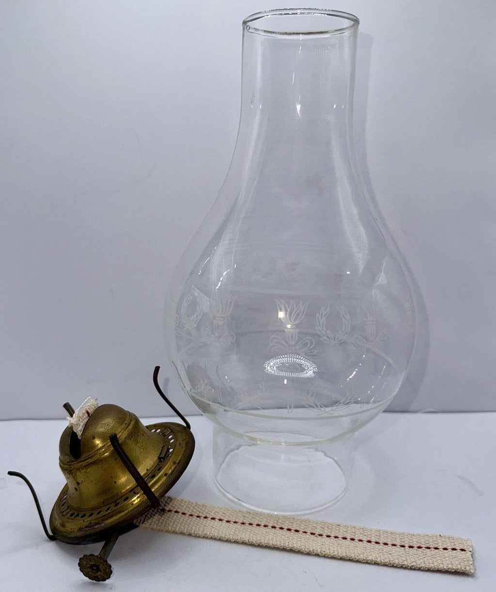 Manhattan Brass Co Kerosene Lamp Burner 1883 w/ Torch & Wreath Glass Chimney 2 - AntiquesEtceteraManhattan Brass Co Kerosene Lamp Burner 1883 w/ Torch & Wreath Glass Chimney 2AntiqueAntiquesEtcetera