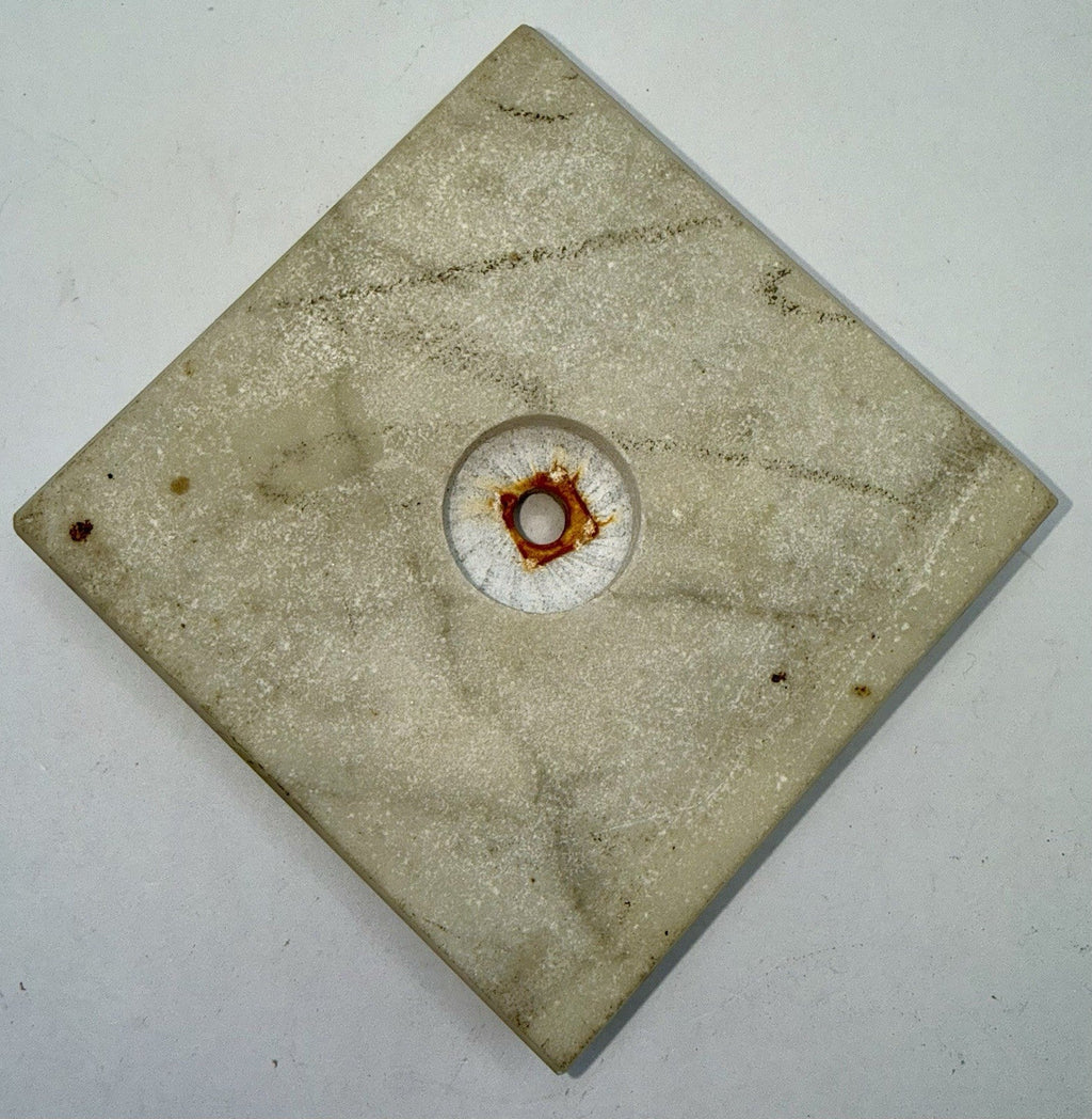 Marble Oil Kerosene Lamp Base 4 1/8" Square with Brass Shroud / Connector - AntiquesEtceteraMarble Oil Kerosene Lamp Base 4 1/8" Square with Brass Shroud / ConnectorUnbrandedAntiquesEtcetera